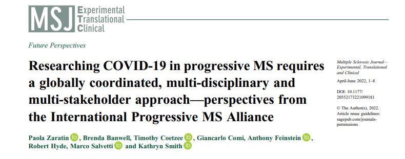 "La investigación de la COVID-19 en la EM progresiva requiere un enfoque coordinado a nivel mundial, multidisciplinario y de múltiples partes interesadas - perspectivas de la Alianza Internacional de EM Progresiva"